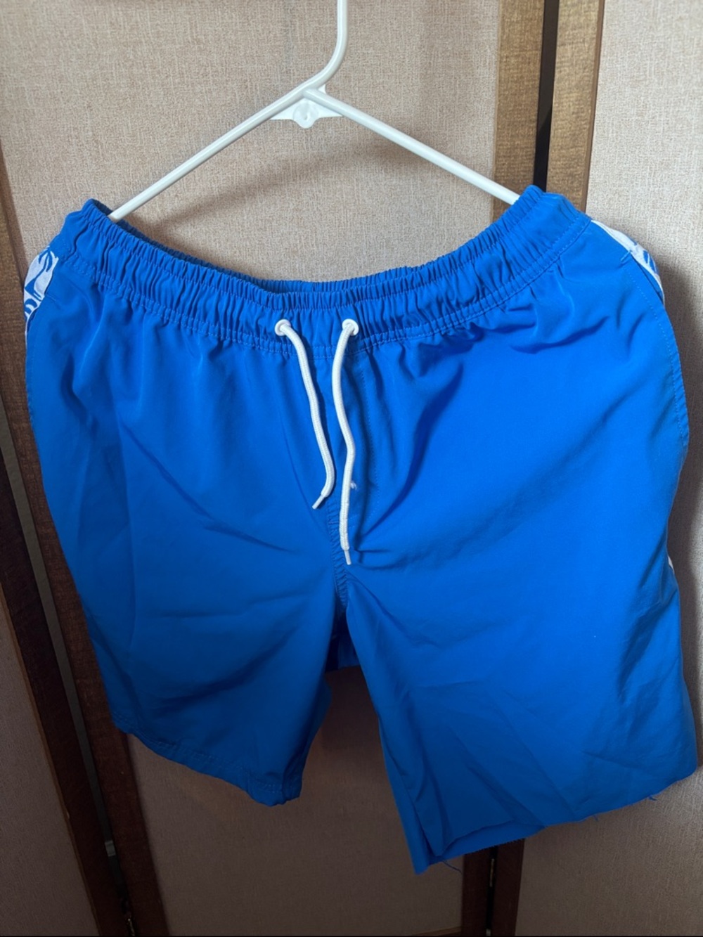 George Bright Blue Men's Swim Trunks with White Drawstring Medium